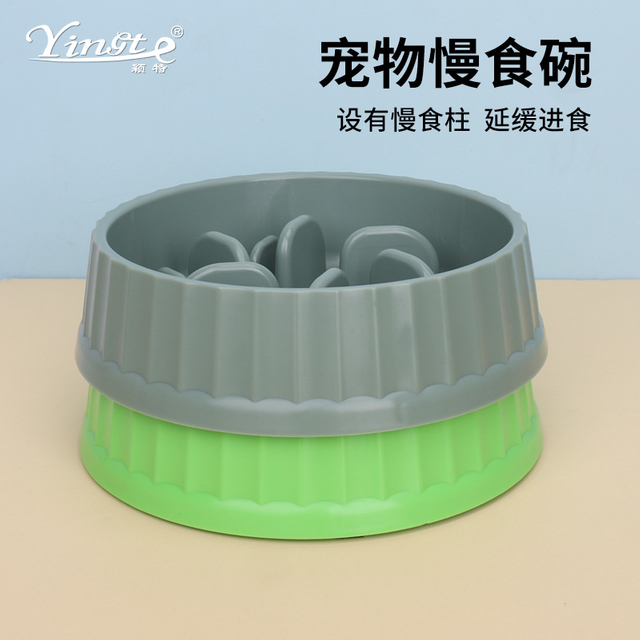 Slow Food Column Dog Bowl Set for Healthy Eating Control