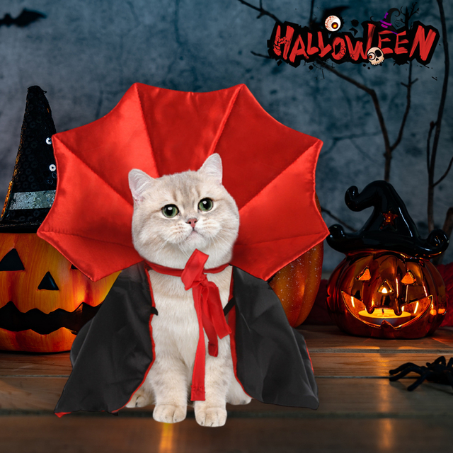 Halloween Vampire Dog Outfit with Stylish Cape and Wings