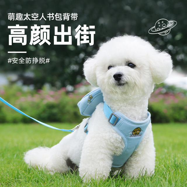Dog Leash Cute Cartoon Pet Backpack Removable for Outdoor Travel Pet Harness