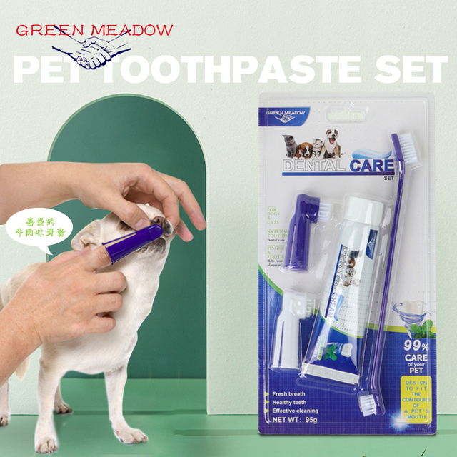 Vet-Recommended Gentle Dog Cat Toothpaste and Toothbrush Combo